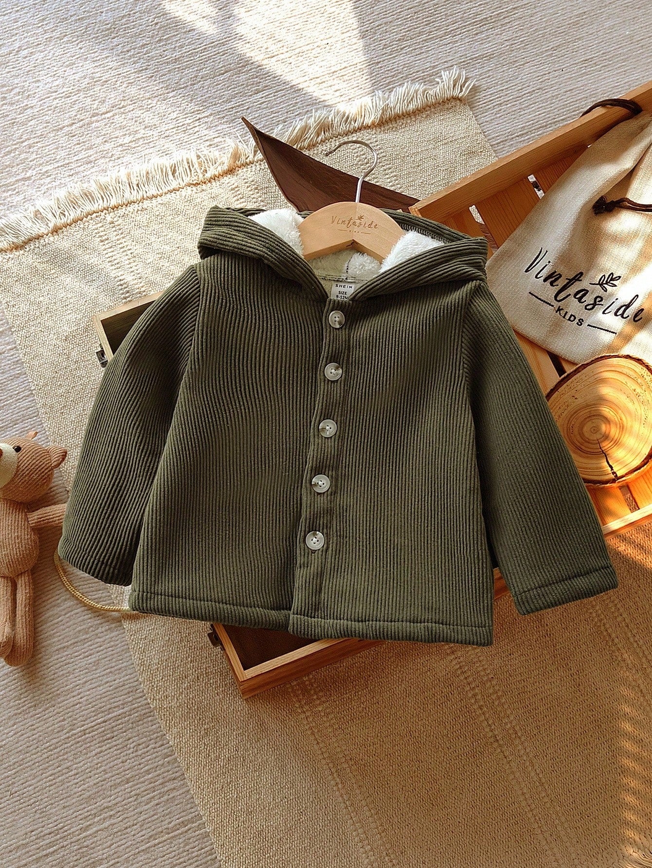 Baby Boy Long Sleeve Hooded Casual Versatile Plush Fashionable Cool Jacket