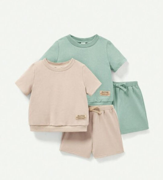 Minimalist Cotton T-Shirt & Shorts Twin Pack Set