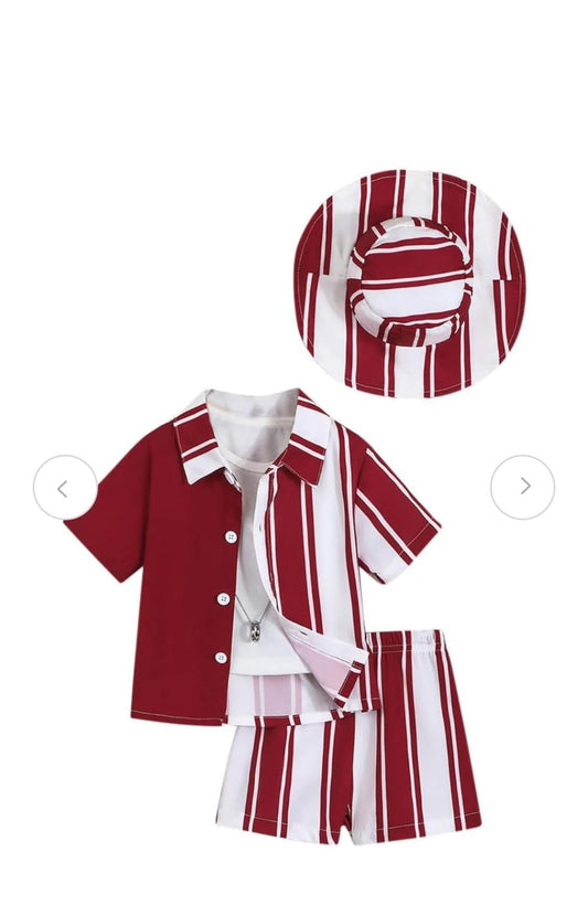 Floral Resort Shirt, Ribbed Vest & Shorts Co-Ord Set
