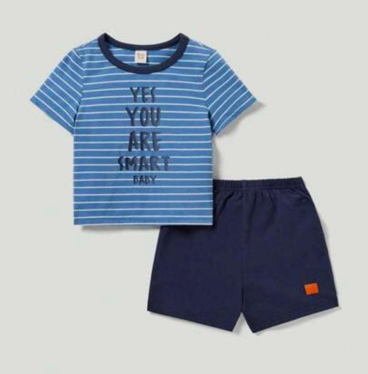 Smart Baby Boy Striped T-Shirt & Solid Shorts Set