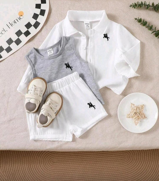 Classic Polo Shirt, Tank Top & Shorts 3-Piece Outfit Set