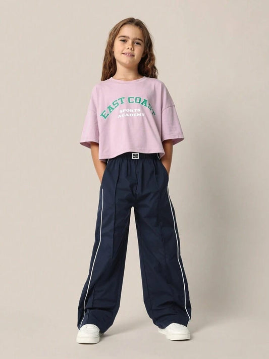 East Coast Graphic Crop Tee & Wide Leg Track Pants Set