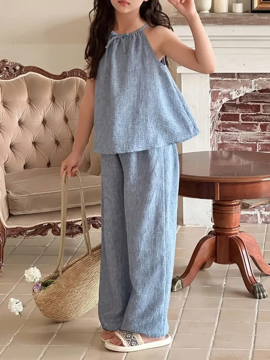 Linen Halter Top & Wide Leg Pants Co-Ord Set