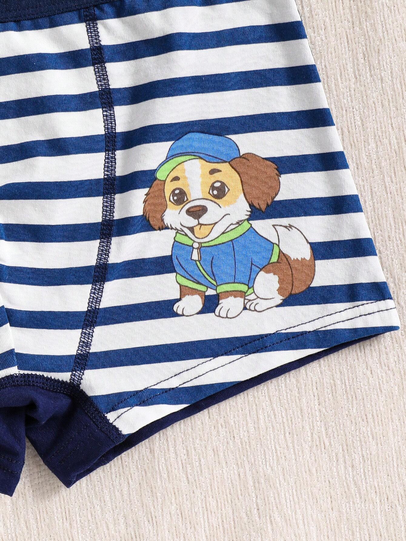 Young Boy Cartoon Printed Daily Trunks, Pack Of 6