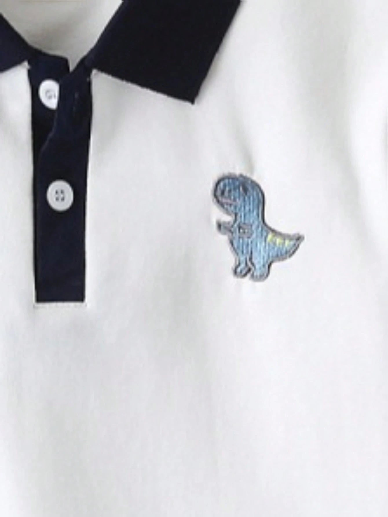 Young Boy Dinosaur Print Long Sleeve Patchwork Collar Sweatshirt