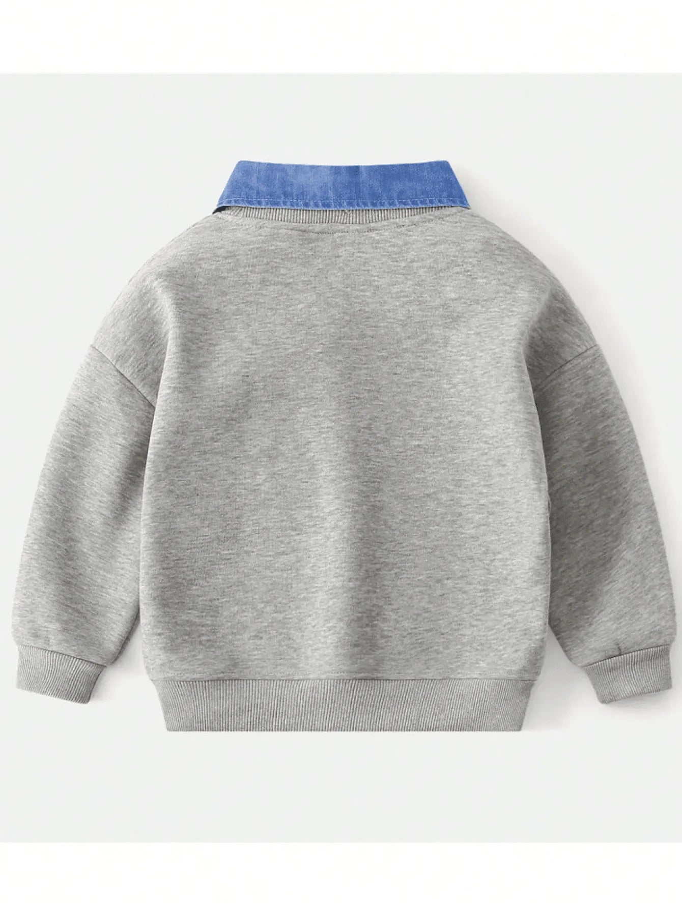 Young Boy Mock 2 Pieces Collar Splicing Sweatshirt