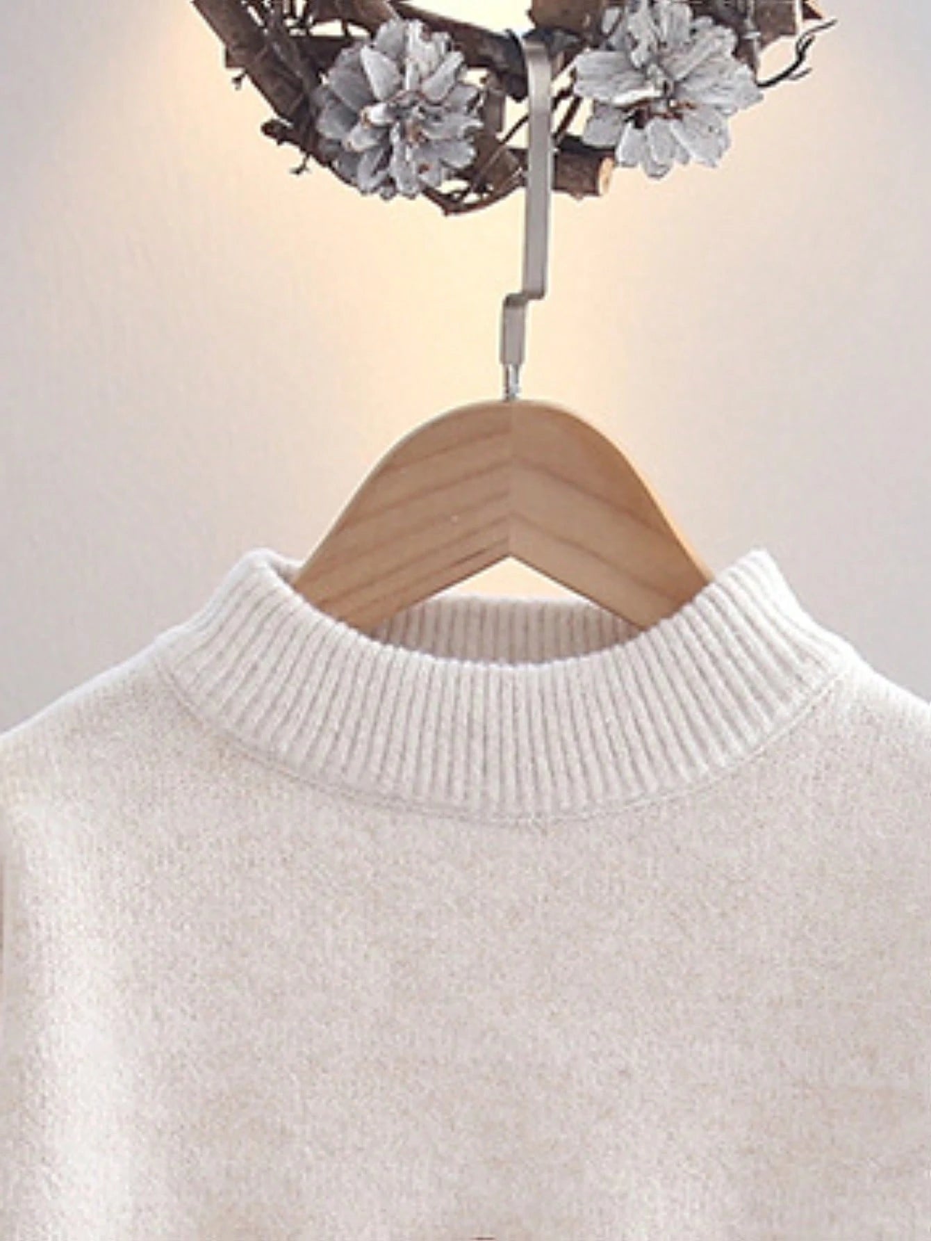 Young Girl' Floral Knitted Sweater, Thick & Warm Round Neck Pullover Top