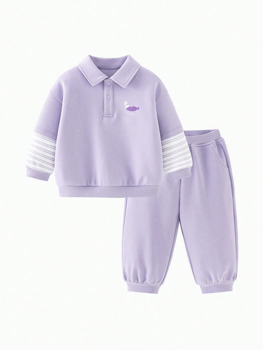 Faux Layered Design, Anti-Pilling, Pullover Hoodie And Jogger Pants