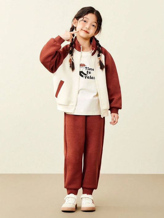 mini bala Artist Collab Girls Jacket + Pants Set Caramel Brown