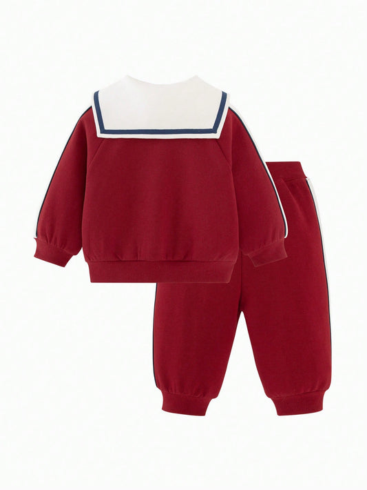 mini bala Baby Girl Retro 2 Pieces Set, Long Sleeve Jacket & Pants