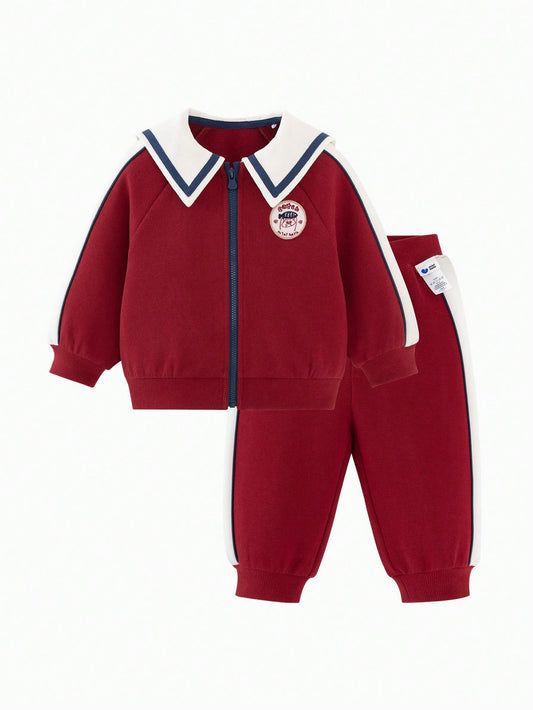 mini bala Baby Girl Retro 2 Pieces Set, Long Sleeve Jacket & Pants