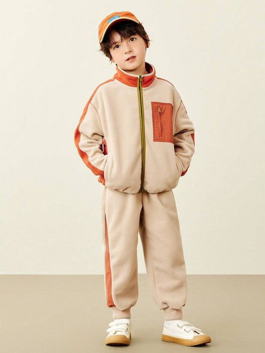 Boys' Fleece Tracksuit Camel