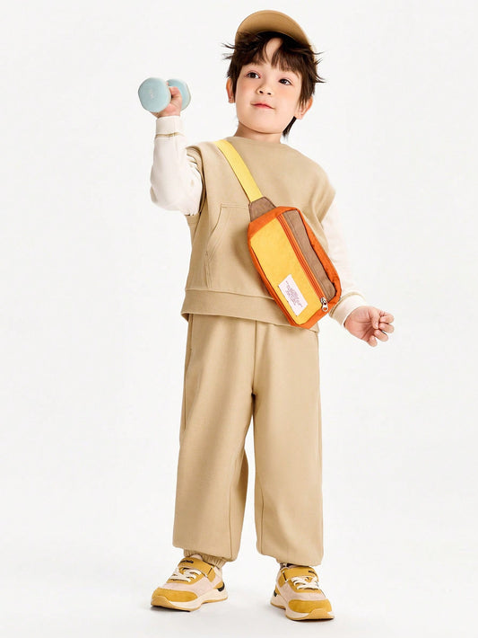 mini bala Boys' Long-Sleeve Set Khaki