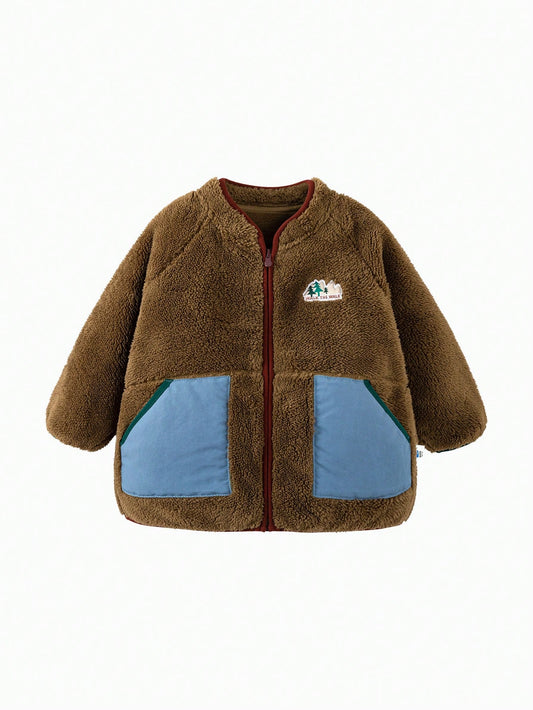 Kids Double-Sided Fleece Coat Walnut Brown