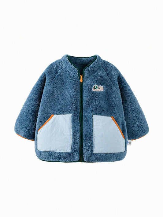 Kids Double-Sided Fleece Coat Dark Blue