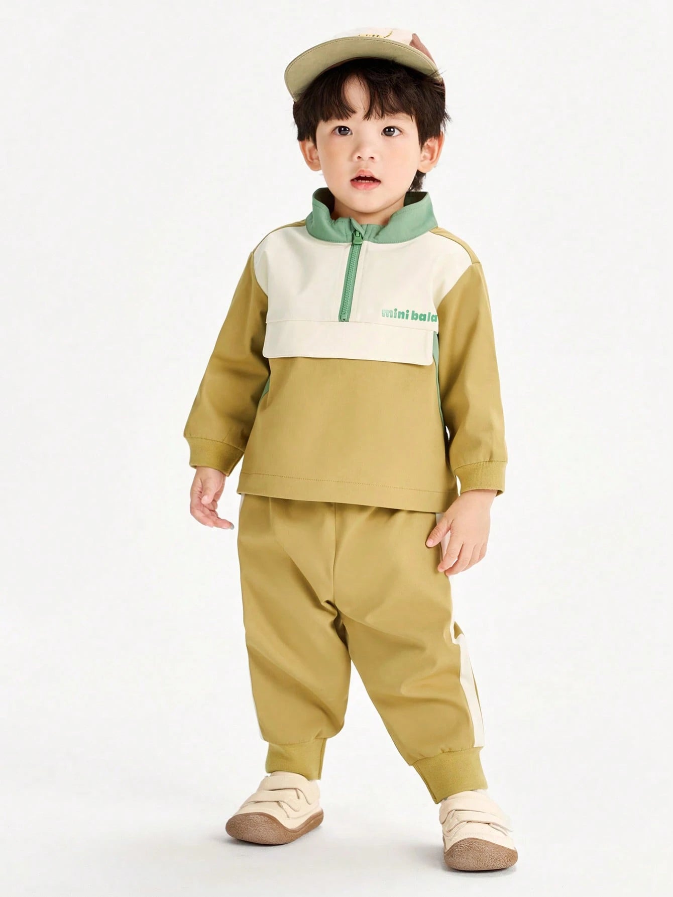 Colorblock Long-Sleeve Sports Set Yellow Green
