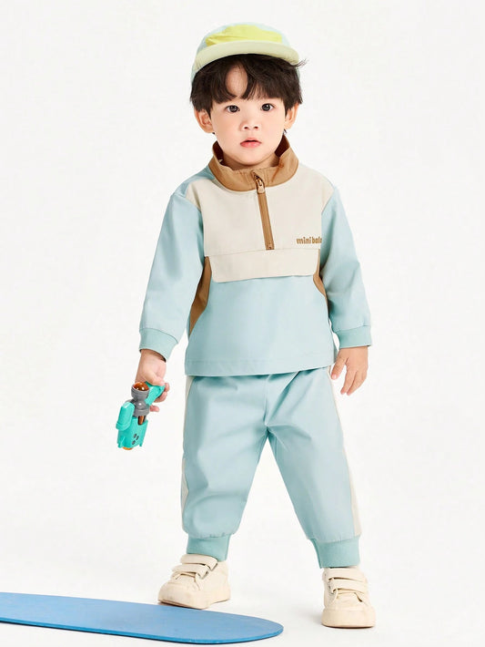 Colorblock Long-Sleeve Sports Set Green