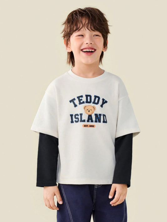 Teddy Bear Two-Layer Long Sleeve Tee