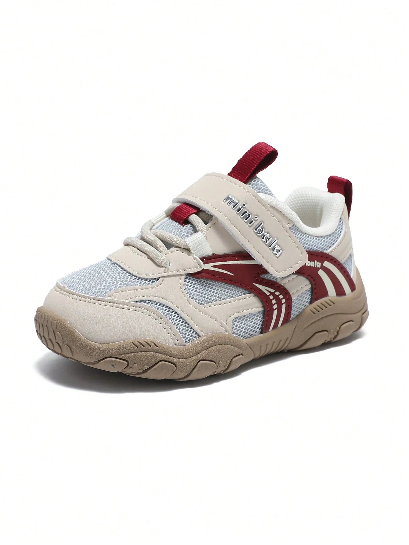 Color Block Splicing Hook & Loop Lace-Up Breathable Soft Sole Casual Kids Shoes