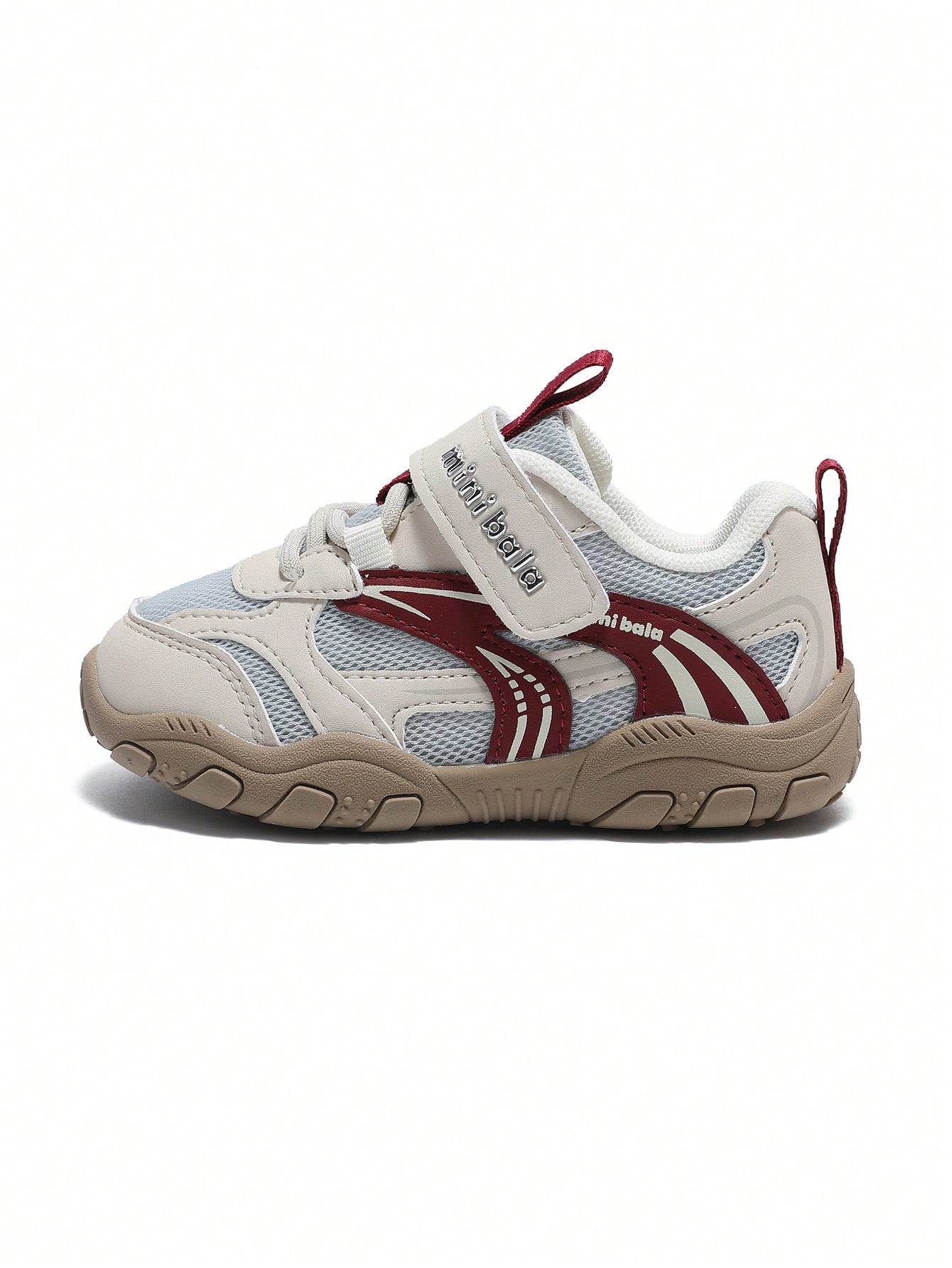 Color Block Splicing Hook & Loop Lace-Up Breathable Soft Sole Casual Kids Shoes